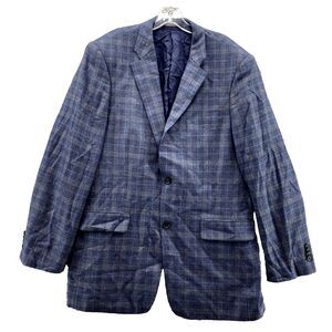 John W. Nordstrom Loro Piana Blazer Mens 42L Blue Cashmere Plaid Modern Corpcore
